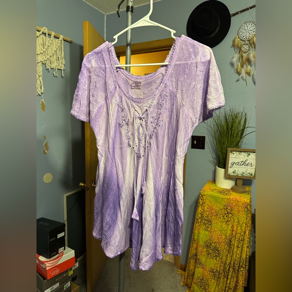 Lavender Embroidered Women's Top